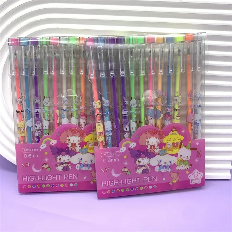 Partihandel Kuromi High Gloss Pen Big Ear Dog Pacha Dog Pink Pen Melody Color Neutral Pen