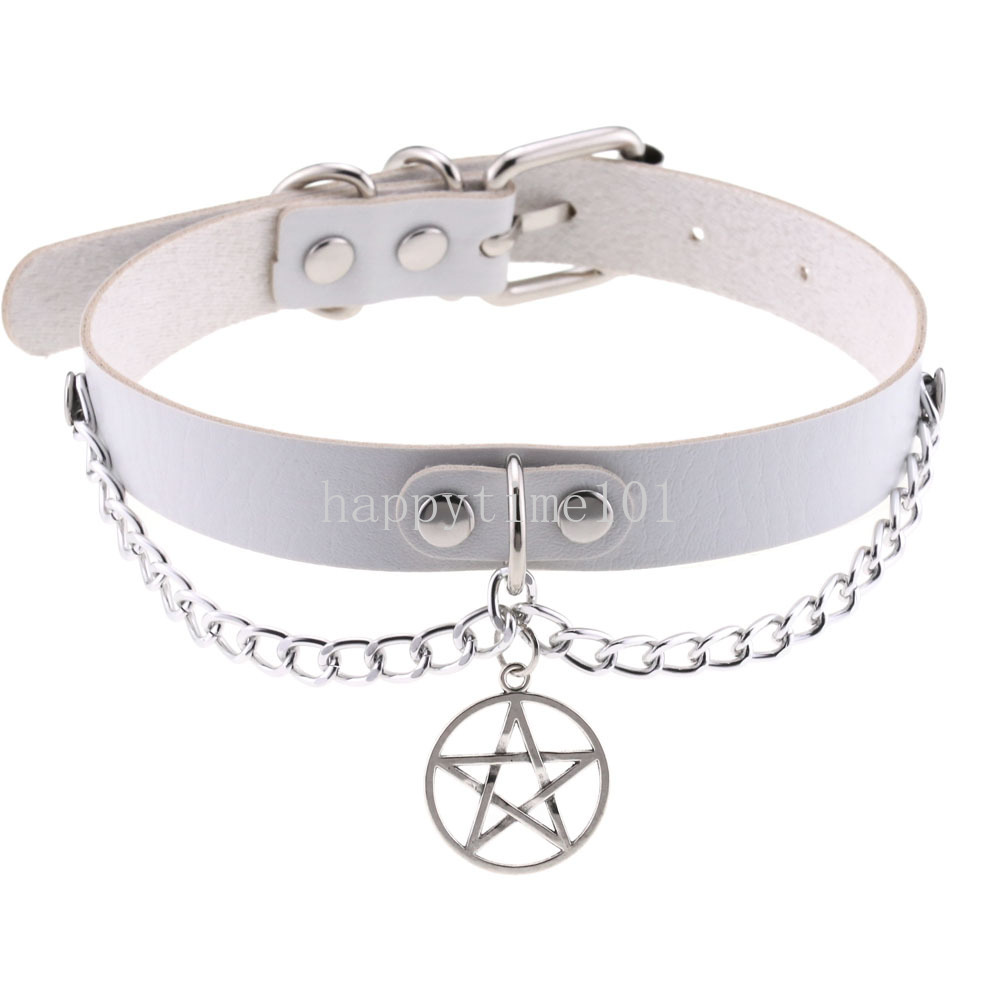 Black Pentagram Choker Necklace Harajuku Goth Punk Leather Chocker Aesthetic Girl Collar Fashion Neck Jewelry