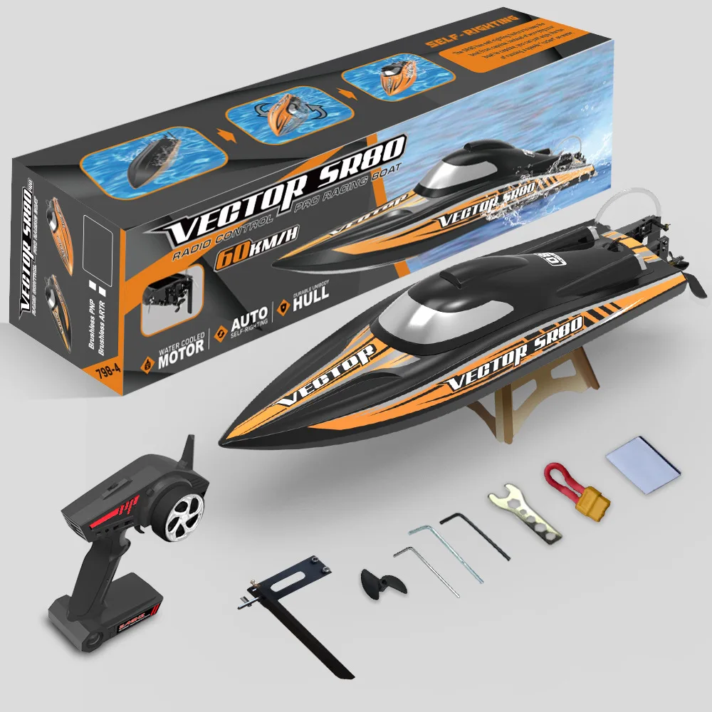 Volantexrc Rc Boat Vector Sr80 2.4ghz 45mph Brushless Water Cooled High Speed With Auto Roll Back Function Absplastic Hull 798-4