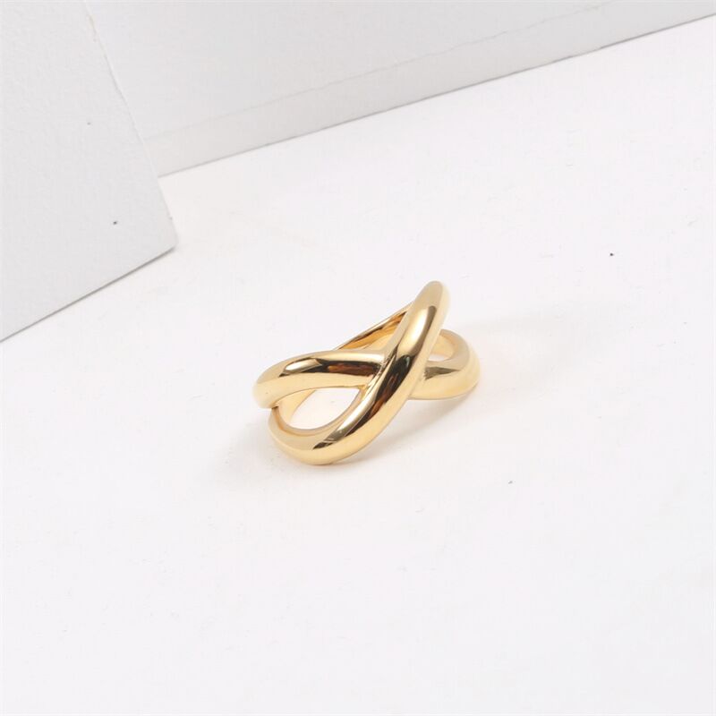 Minos – bague minimaliste en acier inoxydable 316 plaqué or, bijoux de natation non ternis, bague croisée de qualité pour femmes