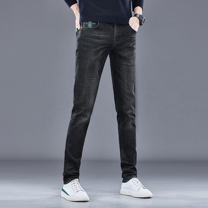 Jeans Slim en coton pour hommes, pantalon d'affaires élastique, Style classique, Denim gris, mode printemps