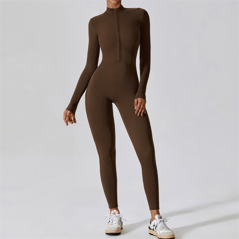 LL-8306 Dames Jumpsuit Yoga-outfits Jumpsuits Lange mouw Nauwsluitende Dans Lange Broek Ademende Legging Lange Broek Rits Panty's