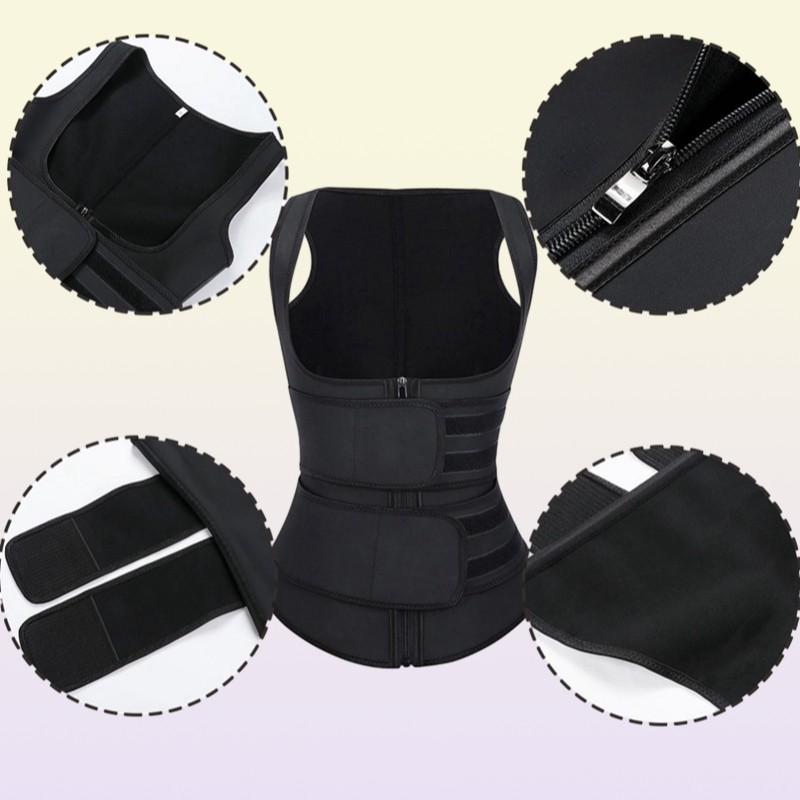 Women Waist Trainer Corset Zipper Hook Shapewear Double Control Body Shaper Tummy Fat Burning Waist Cincher342V5243950