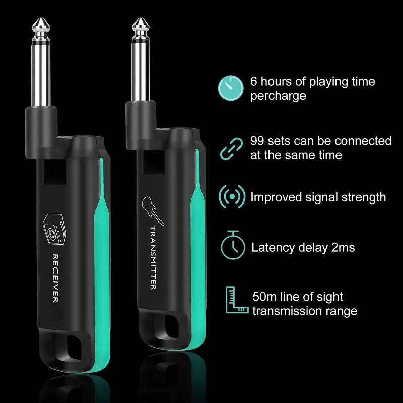 SWIFF WS-70 UHF Gitaarzender Ontvanger Mini Digitaal Draadloos Systeem Multifunctioneel Gitaarsysteem voor elektrische gitaarbas