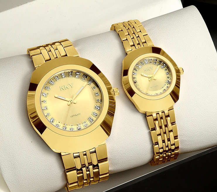 Armbanduhren KKY Marke Paar Gold Uhr männer Uhren Luxus Quarz Frauen Wasserdichte Damen Mode Casual Liebhaber Uhr