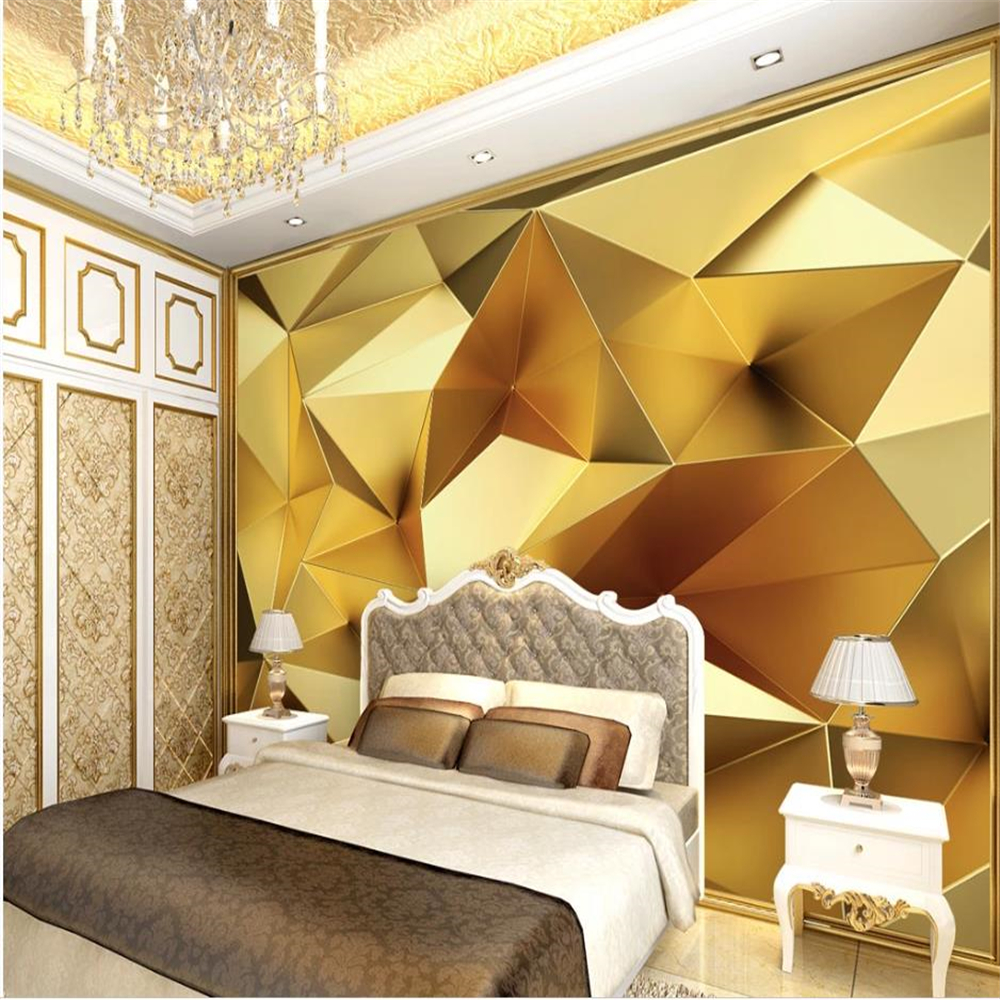 Luxury Golden Geometric Wallpapers 3D Stereo European TV Bakgrund Vägg 3D -väggmålningar Bakgrund för vardagsrum