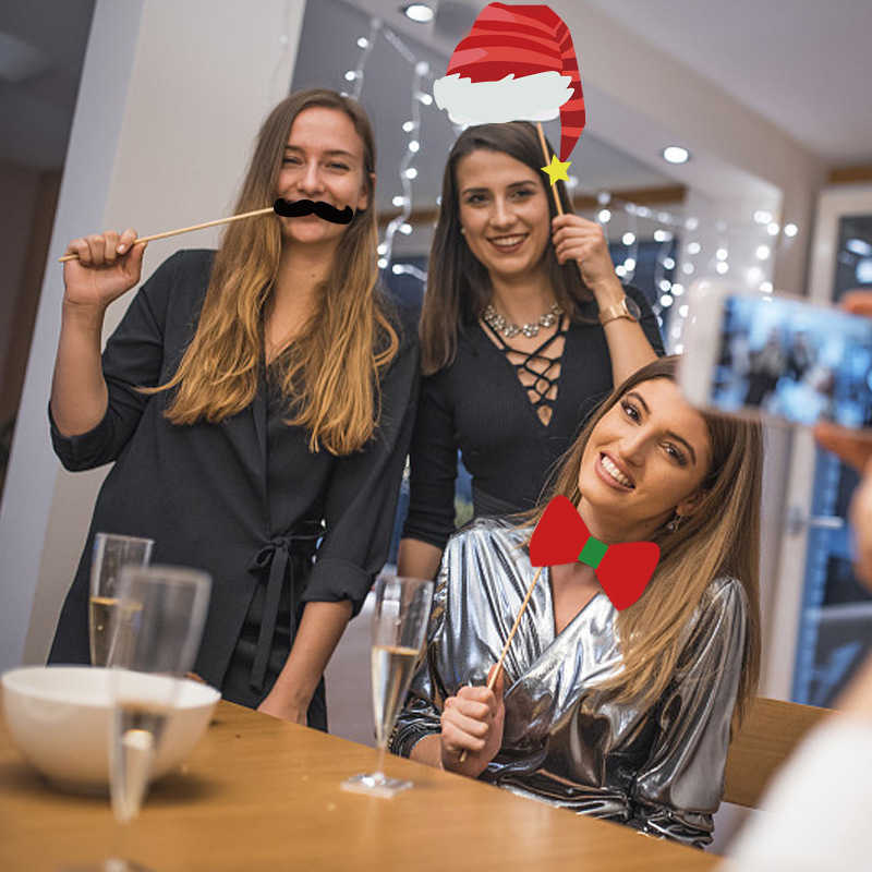 Tomada de fábrica criativo natal papel fotografia adereços atmosfera engraçado óculos quadros festas natal diversão cartões de fotos l21j