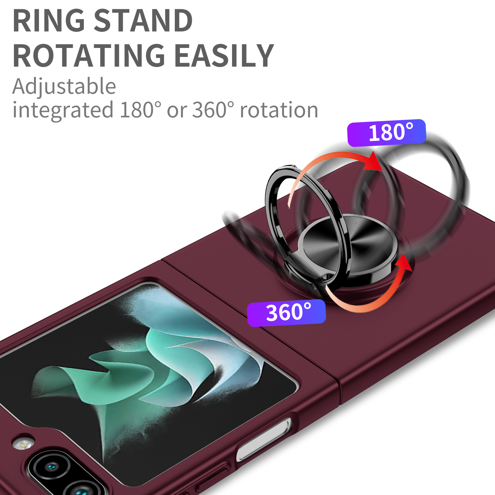 Ringstödfodral för Samsung Z Flip 5 4 3 Fall S24 S23 FE 5G Telefon Armor Socktillverkande fallstativ