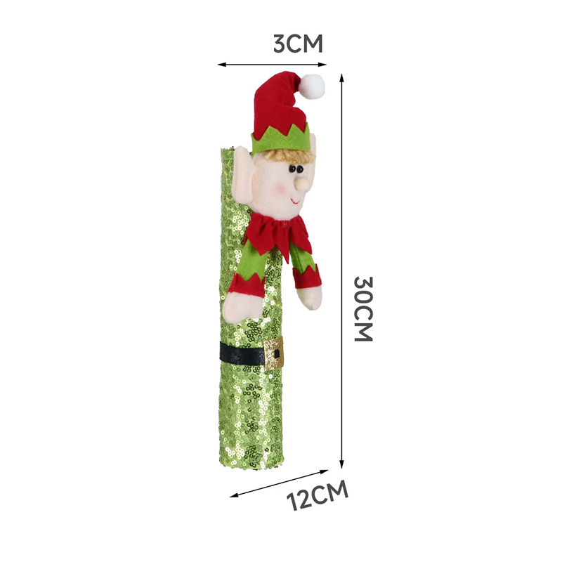 Elfo de Natal Boneca de pelúcia Tampa da maçaneta da porta da geladeira Capas para maçaneta de eletrodomésticos Decorações de Natal para geladeira, forno de micro-ondas ou máquina de lavar louça