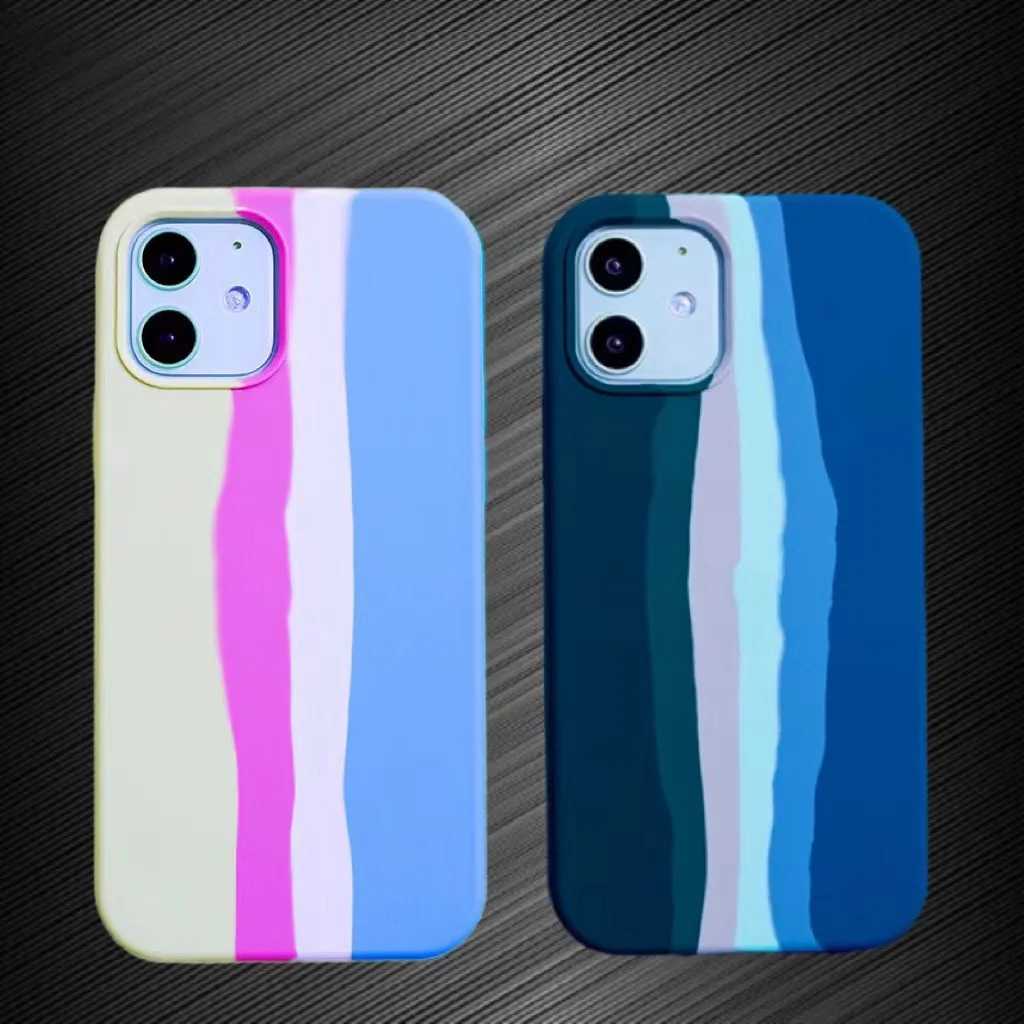 Mobiltelefonfodral Rainbow Phone Case för iPhone 6 7 8 Plus X XR 11 12 Pro Max Silicone Color Drew Söt bakåt täckning Kvalitet Färgglada skydd Shelll2310/16