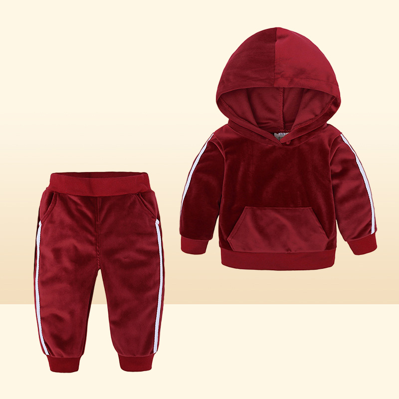 Velvet hoodiespants 2 adet çocuklar için çocuklar kızlar kıyafetleri 2020 yürümeye başlayan çocuk kostüm çocuk kıyafetleri bebek giyim eşofman 17Y9888528