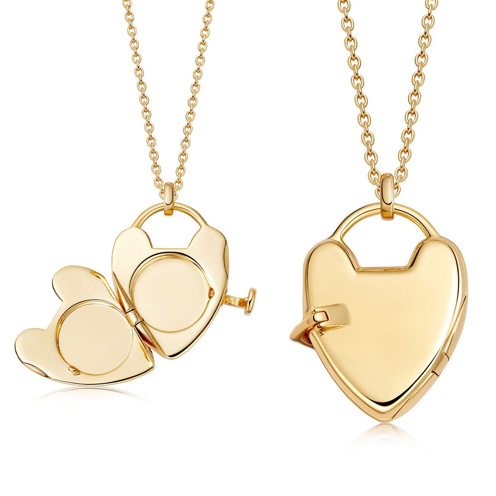 Slovehoony S925 Sterling Silver Classic Style New Jewelry 18K Gold Miltated Biography Heart Locket Necklace
