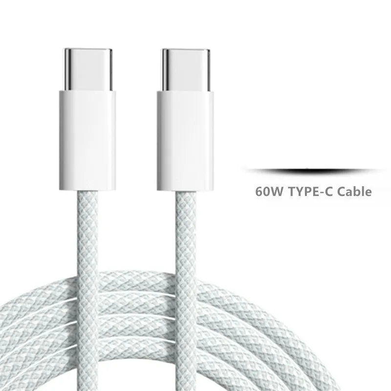 1M 3ft USB Type C to type C PD 60W شحن سريع جديد للكابل لـ Samsung S8 S9 Plus لـ Huawei 15 Phone Xiaomi Data Adapter Galaxy S20 S10 Note 20 with Retail Box