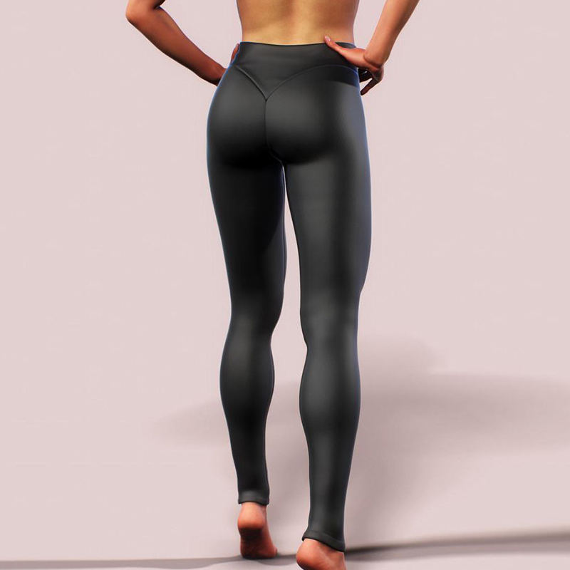 Leggings sexy lucidi Moda donna Leggins a vita alta in ecopelle Pantaloni da yoga Push Up Gym