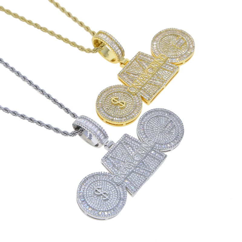 Nowy projektant w moim liście Crind OMC z znakiem dolara amerykańskiego Wisianta Naszyjnik Zasiłek dla mężczyzn Bling Cubic Crironia CZ Charm Gold Hip Hop Fashion Jewelry