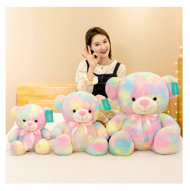 Kleurrijke koude teddybeer knuffel grote zachte super schattige beren pop kussen baby vriendin kerstcadeau decoratie