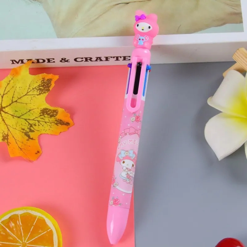 wholesale Cartoon 6-color ballpoint pen cute stationery student multi-color ballpoint pen ins girl's heart account color pen wholesale