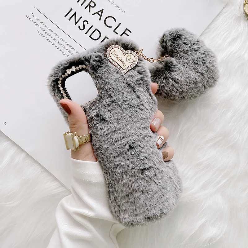 Cell Phone Cases For Samsung A12 S23 S22 S21 Ultra S20 FE S10 Lite S9 S8 S7 A50 A70 A51 A71 A21S Luxury Love Pendant Plush Soft Phone Case CoqueL2310/16