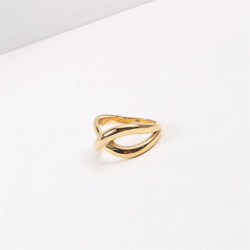 Minos – bague minimaliste en acier inoxydable 316 plaqué or, bijoux de natation non ternis, bague croisée de qualité pour femmes