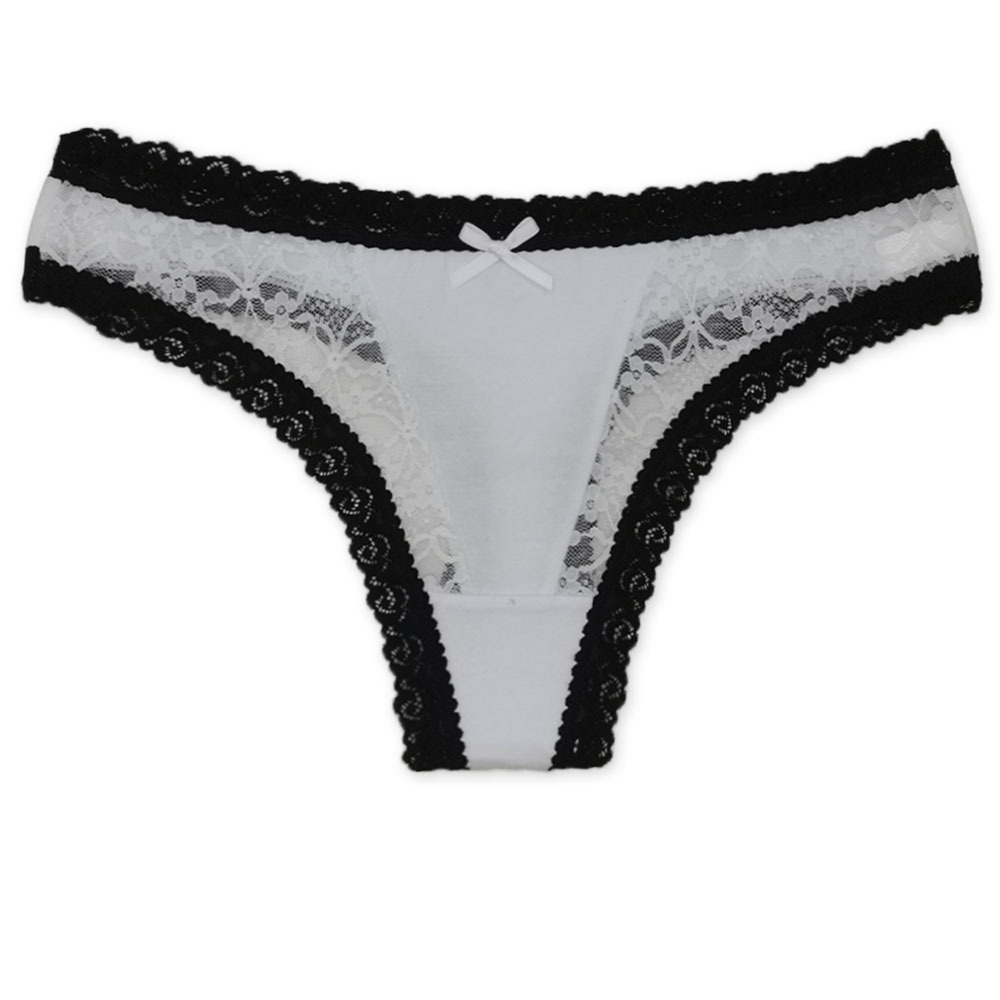 String sexy en dentelle pour femmes, sous-vêtements en coton patchwork en dentelle pour femmes