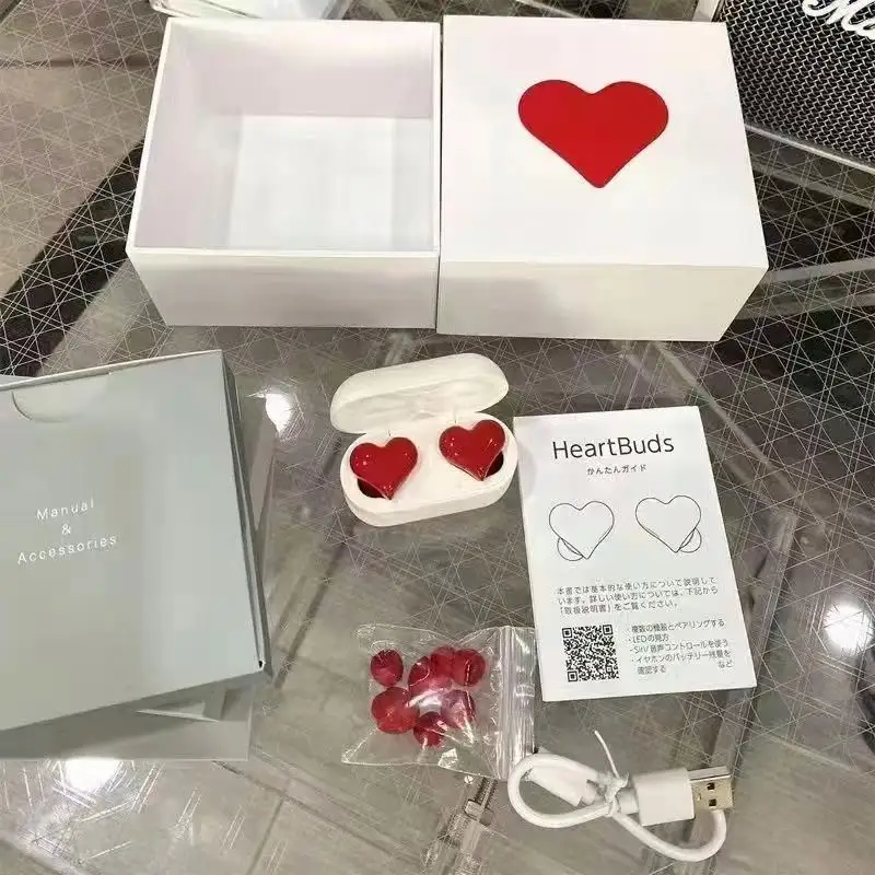 Nya stilar Heartshuds Heart Shaped Tws trådlösa hörlurar älskar tjej i örat söt Bluetooth -brusreducering öronsnäckor med detaljhandelslådan för flickvännens gåvor