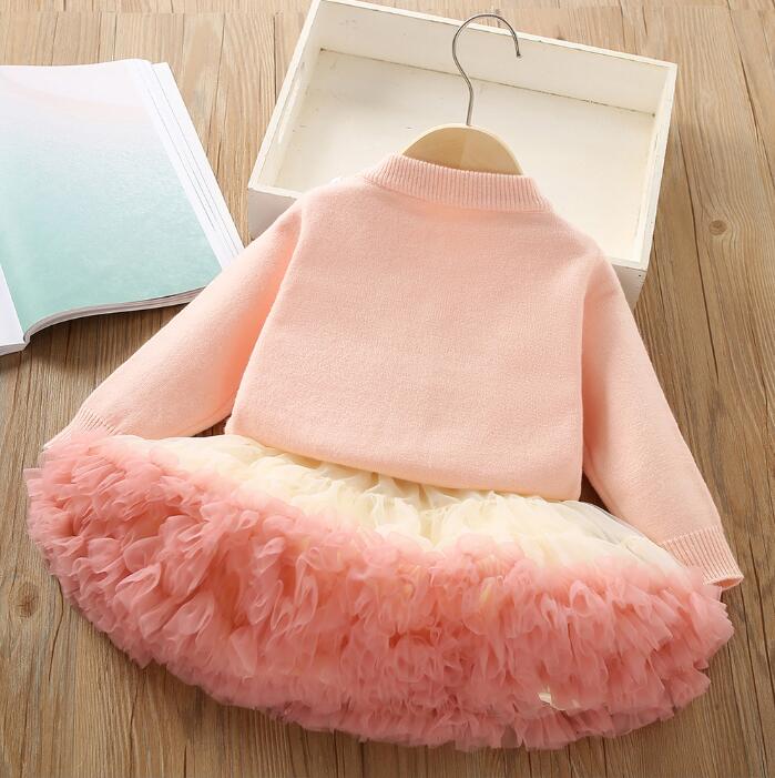 Autumn Winter Baby Girls Knitted Clothing Sets Kids Cardigan Sweaters+Tutu Skirts Set Children Outfits Child Suits