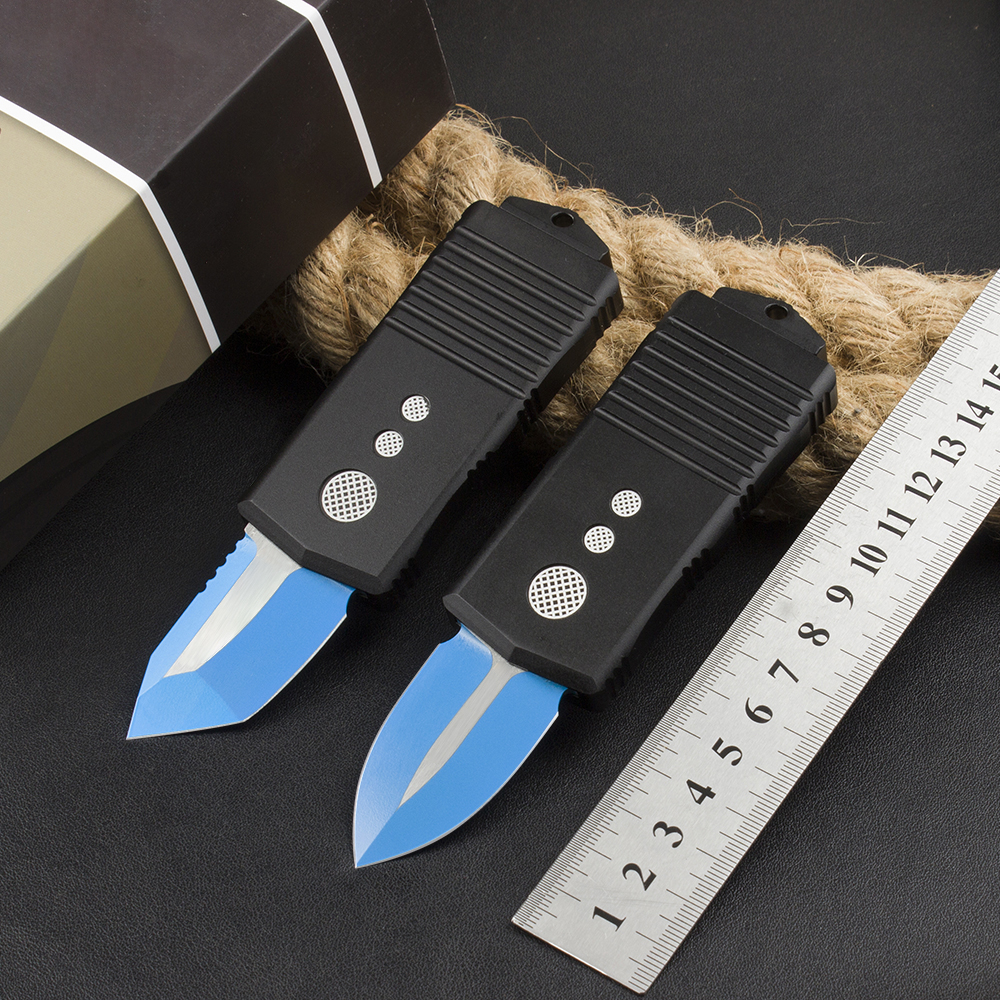 Высокое качество H1102 Высококачественный тактический нож Automac 204P с двойным / односторонним лезвием с синим покрытием Лезвие с авиационной алюминиевой ручкой с ЧПУ Карманные ножи EDC с нейлоновой оболочкой