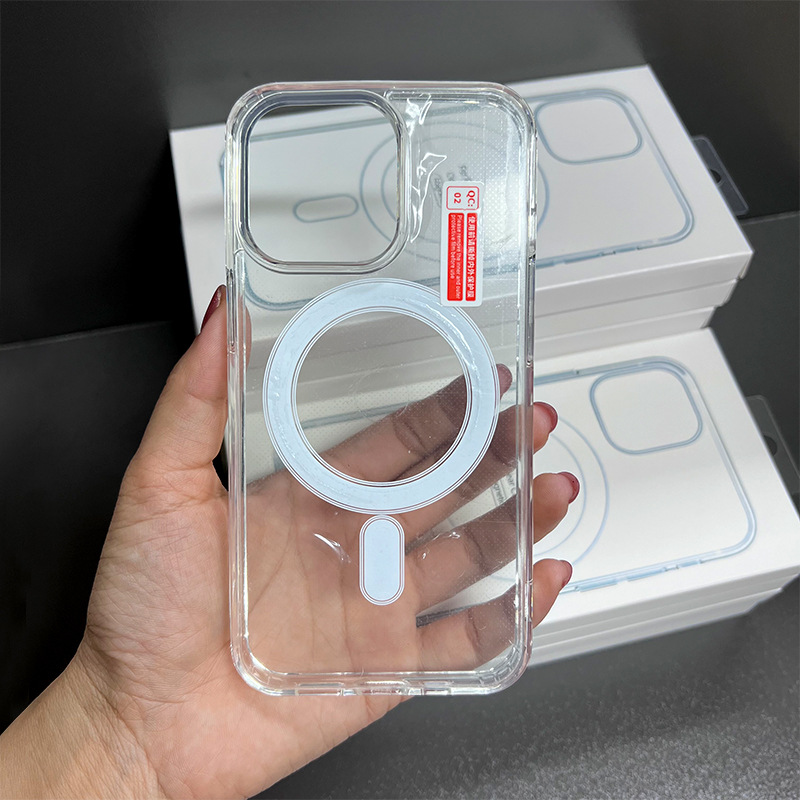 Transparente magnetische Handyhüllen, klare Acryl-Rückseite für iPhone 15 Pro Max 14 13 12 11 XR Samsung S24 S23 S22 Ultra, kompatibel mit Magsafe-Ladegerät mit Einzelhandelsverpackung