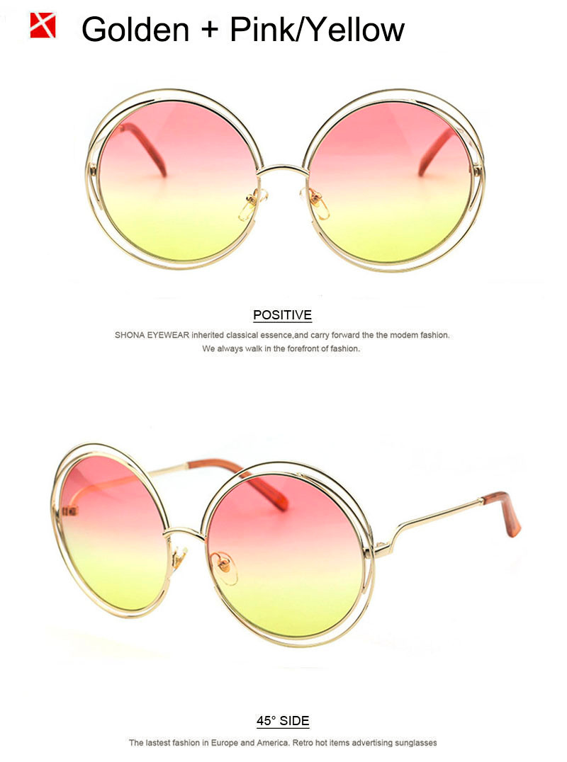 SHAUNA Vintage Oversize Round Sunglasses Women Alloy Around Hollow Frame Designer sunglasses Circling Frog Sun Glasses UV400