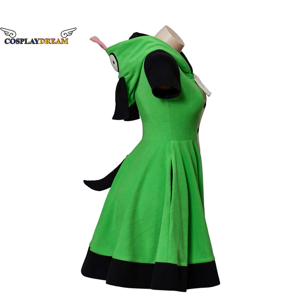 Invasor zim cosplay traje menina inspirado kigurumi vestido invasor zim hoodie traje alienígena cosplay terno de halloween para meninas