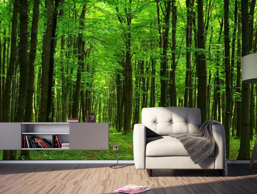 Green Forest Woods Niestandardowe 3D Mural Continental Sypialnia salon Tło Tło 3D Fantasy 3D Mural obrazy