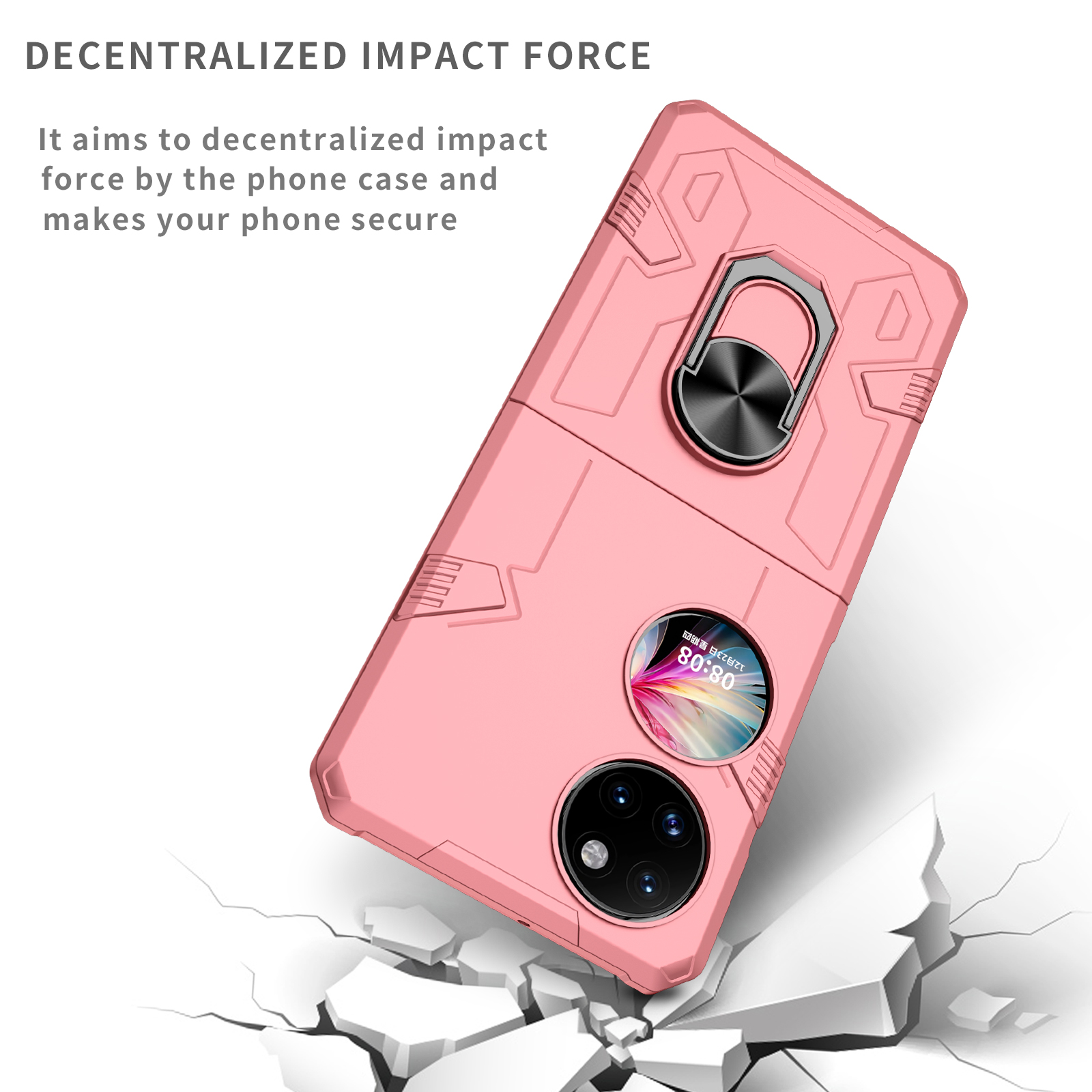 Ringstödfodral för Huawei P50 Pocket Folding Phone Sock Proof Case Stand Cover Rotating Fundas CAPA