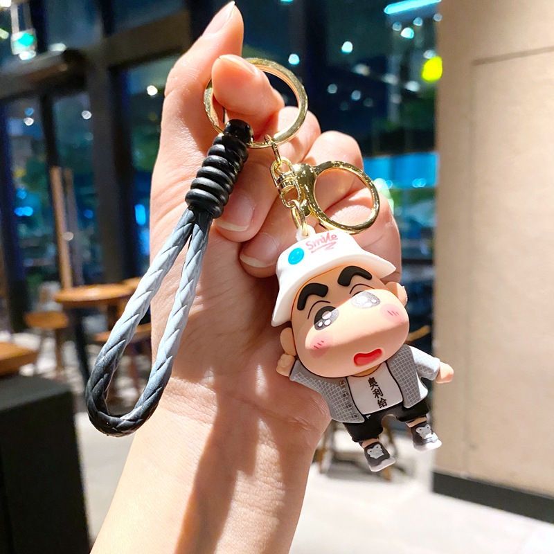 Anime Cute Crayon Shin-chan Skateboard 3D Doll Car Keychain Pendant Bag Pendant Children's Gift