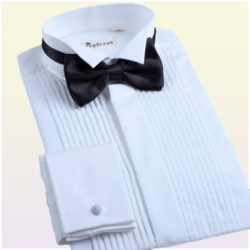 Nuovo arrivo White Wedding Wedding Shirts Shirts Long Maniche da festa formale da ballo camicie da groomsmen di alta qualità camicie da sera No048247132