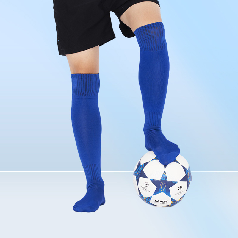 es de chaussettes de football pour hommes au-dessus du genou, chaussettes de sport de course longues, couleur noir blanc bleu, chaussettes de sport fines et respirantes 2010273659596