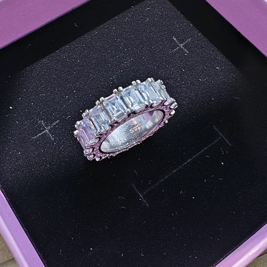 Anéis de casamento feitos à mão da marca Choucong joias de luxo 925 prata esterlina deslumbrante corte esmeralda 5A zircão cúbico CZ diamante festa eternidade feminino anel de noiva presente