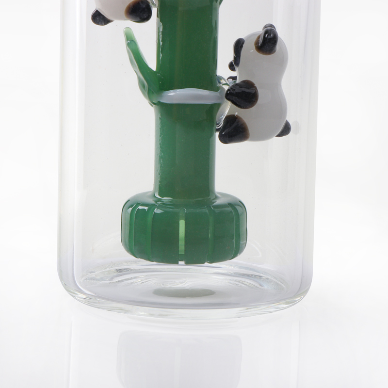 A/B Style 5.2" Ash Catcher with Showerhead Dropdown Recycler Glass Bong Dab Rig Smoking Water Pipes Bubbler Colorful Panda-themed Donut Design