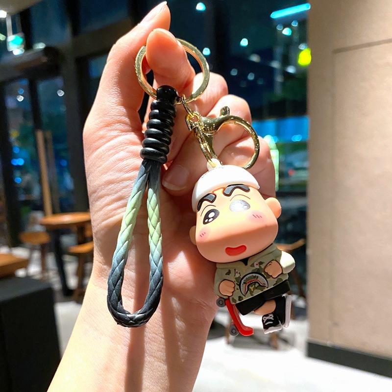 Anime Cute Crayon Shin-chan Skateboard 3D Doll Car Keychain Pendant Bag Pendant Children's Gift