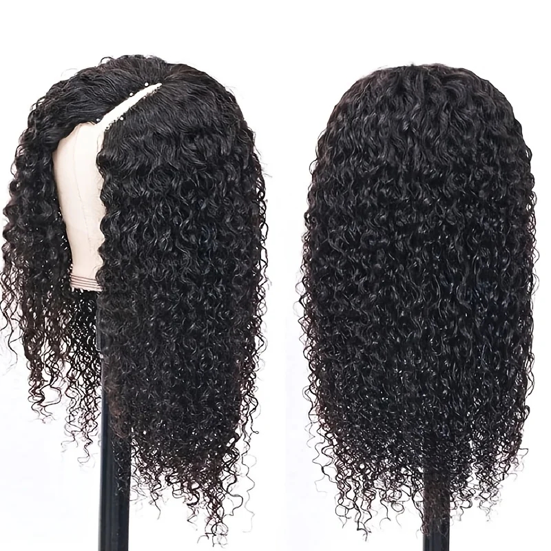 Cheveux bouclés u-part perruque cheveux humains sans colle perruque sans colle sans laisser de côté Super naturel mince partie crépus perruque de cheveux humains pour les femmes