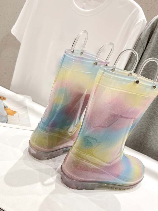 أحذية مصممة نسائية الأزياء منتصف الأنبوب أحذية ملونة الفم المطاط الأحذية المطر