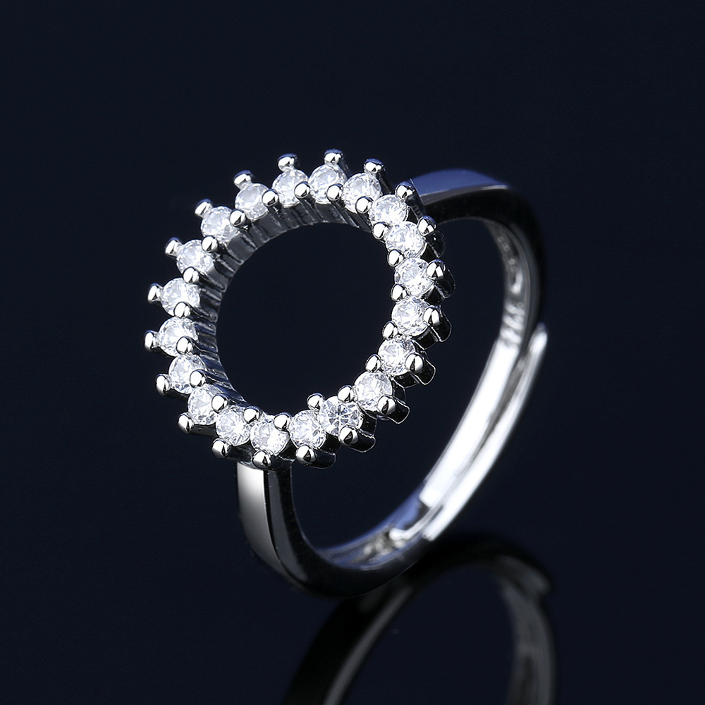 Hollow Lab Diamond Jewelry Set 925 Sterling Silver Party Wedding Rings Earrings Halsband för kvinnor Moissanite smyckespresent