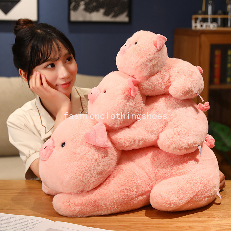 25-50cm doldurulmuş bebek peluş kabarık piggy oyuncak hayvan yumuşak peluşe yastık çocuklar için domuz bebek rahatlatıcı doğum günü hediyesi