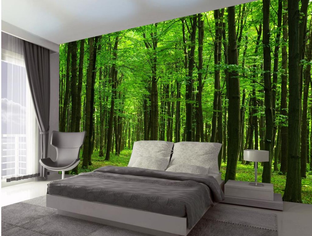 Green Forest Woods Custom 3D väggmålning Continental Bedroom vardagsrum Väggbakgrund 3D Fantasi 3D Väggmålningar