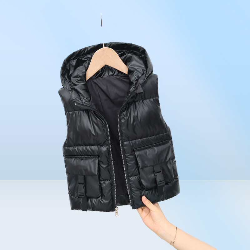 Escola crianças com capuz puffer colete calor criança colete inverno meninas meninos jaquetas brancas para baixo crianças roupas 3-11 anos de idade 2208121981193