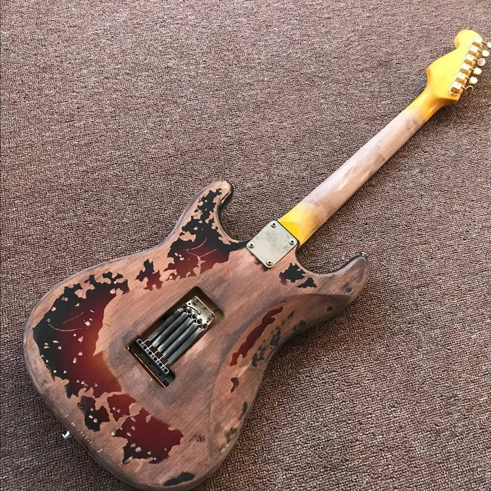 Custom Shop srv Retro relikwieën elektrische gitaar Basswood gitaarra handwerk 6 snaren gitaar