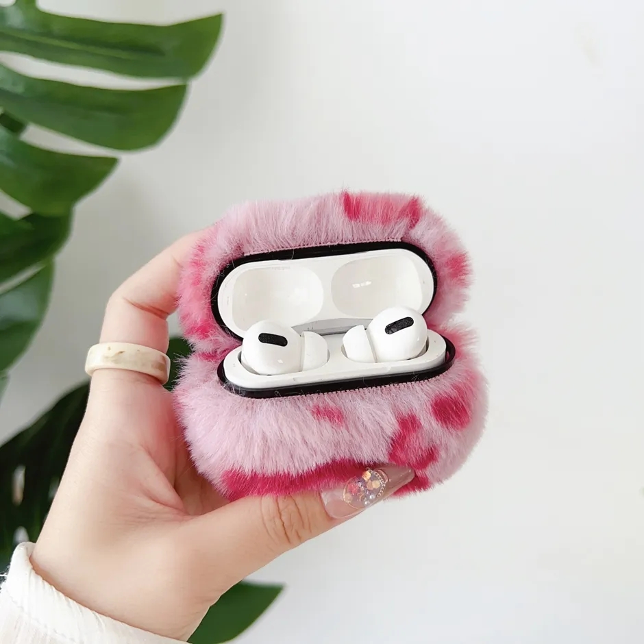 Accessori cuffie Custodia orecchie di coniglio in peluche di pelliccia carina apple Airpods pro2 2023 airpods pro 1 2 e rosa nero