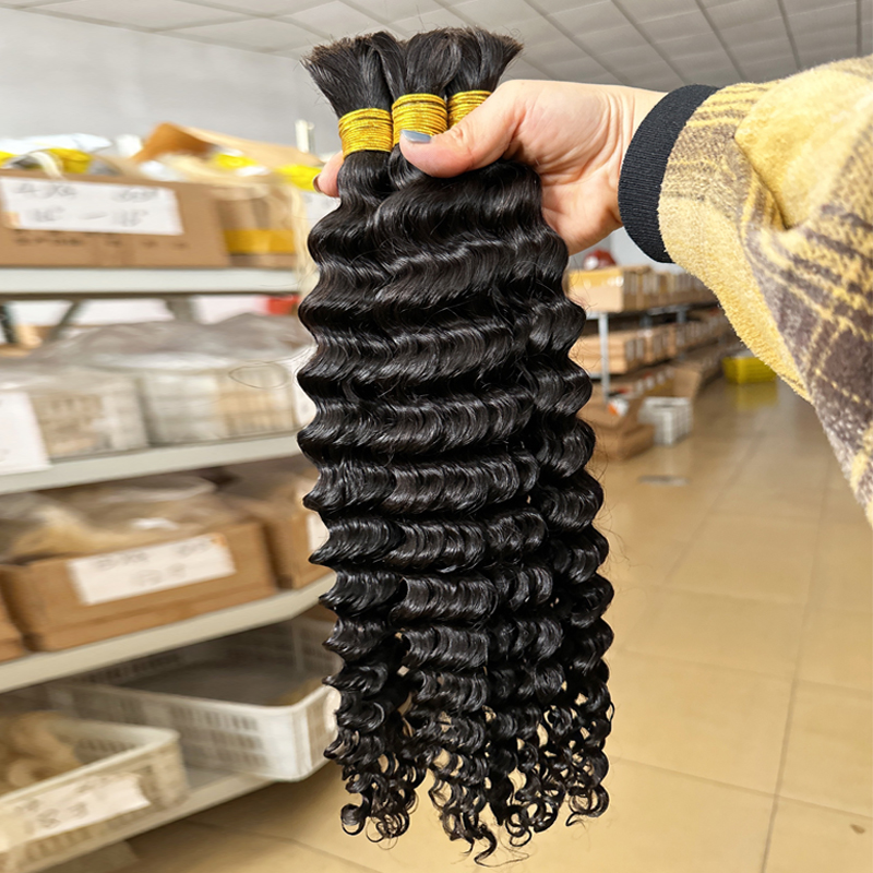 Tissage profond de vague de cheveux d'extension en vrac de cheveux humains de JYZ pour Bralding 100% non transformés