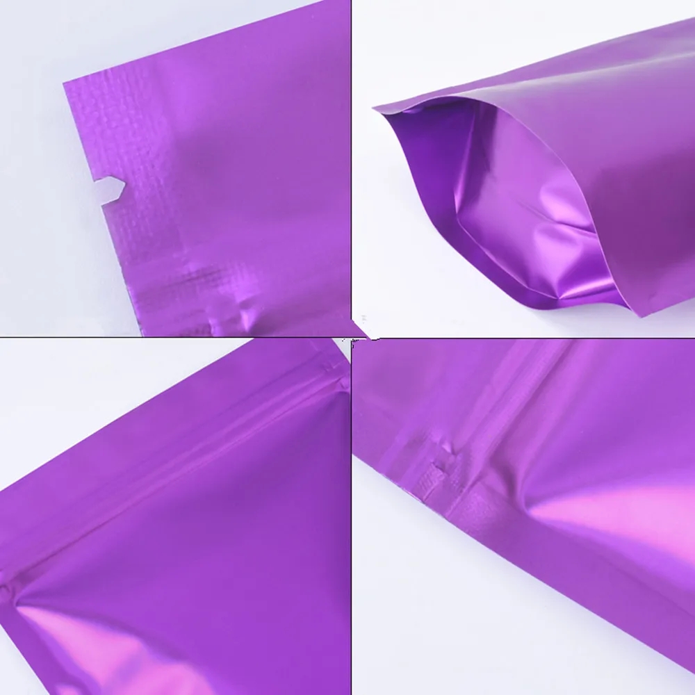 9 Size Matte Purple Smell Proof Stand Up Bags Resealable Mylar Bags Foil Pouch Double-Sided Self seal Bag Wholesale LX6172