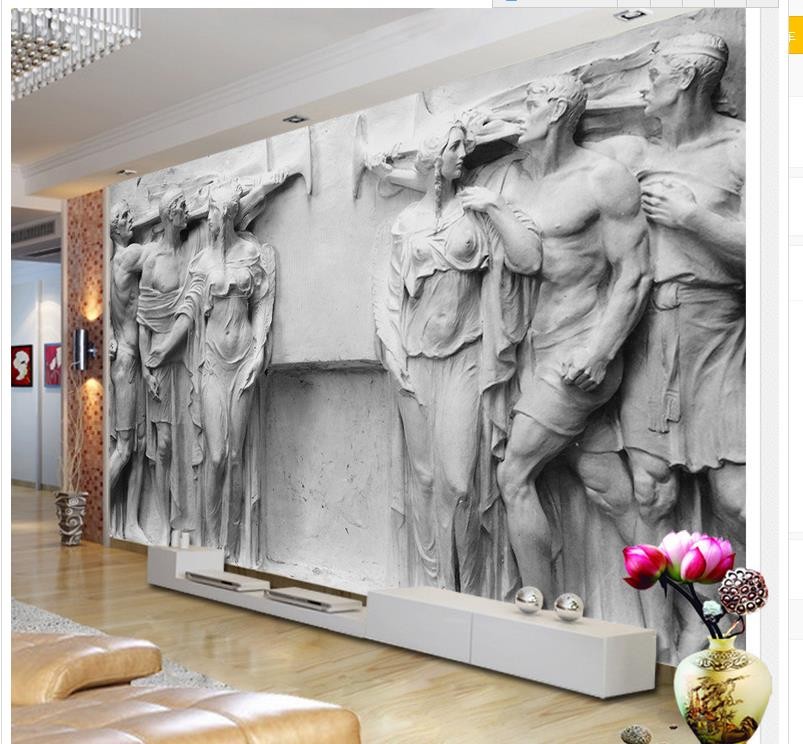 Europe style white marble figure statue TV backdrop papel parede mural wallpaper 3d mural paintings