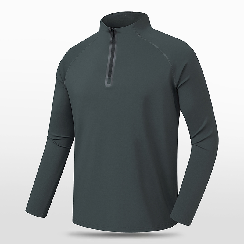 Sweat-shirt à manches longues pour hommes, demi-fermeture éclair, séchage rapide, course à pied, Fitness, Sport, vente en gros, 8801 #